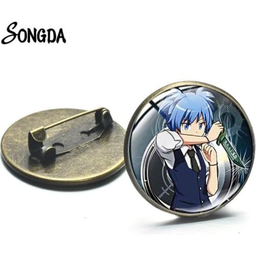 Black Anime Assassination Classroom Brooch Pin Cosplay Art Bagdes for Boys Girls Lapel Pins Shiota Nagisa Akabane Karma Brooches
