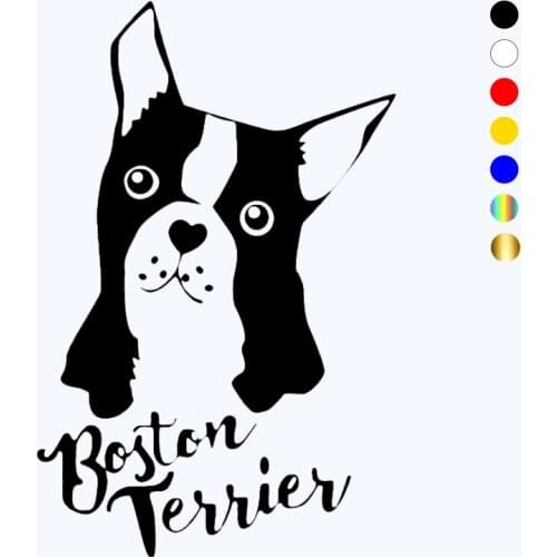 CK20431# Die-cut Vinyl Decal Boston Terrier Car Sticker Waterproof Auto Decors on Car Body Bumper Rear Window