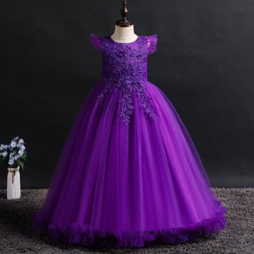 Western Style Girl Long Noble Banquet Fashion Flying Sleeve Dress Childrens Dance Birthday Costume Lovely Childrens Clothing