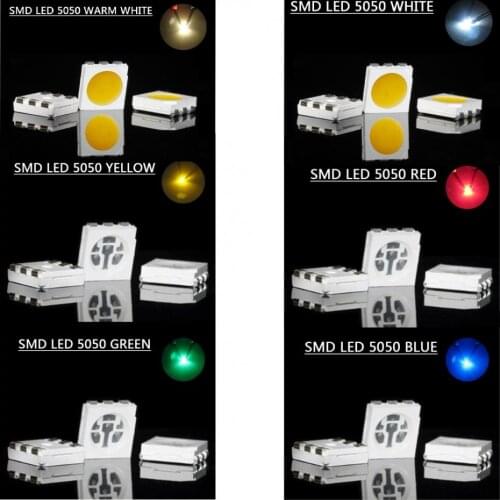Evemodel 100pcs 5050 SMD LED Blue/ Green/ Yellow/ Red/ White/ Warm White LEDs NEW 1/35 model train railway modeling