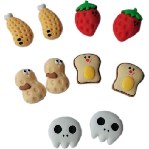 Simulation Food Flat Back Strawberry Peanut Bread Resin Cabochon Kawaii Cabochons for Bows Accessories DIY Scrapbooking Decor