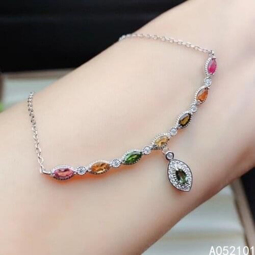 KJJEAXCMY fine Jewelry 925 Sterling Silver Natural tourmaline Girl new noble Pendant Necklace Support Test Chinese style