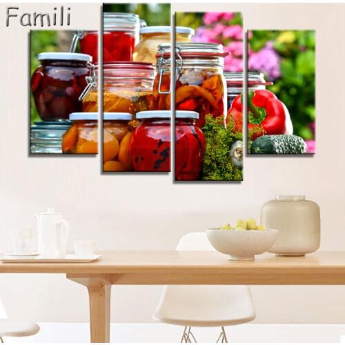 4pcs (Unframed)Fruit Strawberry Canvas Painting Modern Wall Paintings For Kitchen Wall Picture Paint On Canvas Prints Modular Pi