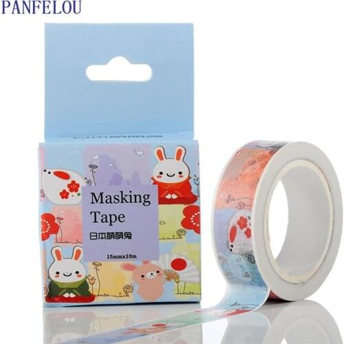 PANFELOU 1.5CMx10M Lovely rabbit cartoon Stickers border masking adhesive line paper washi tape DIY Scrapbooking Hand account
