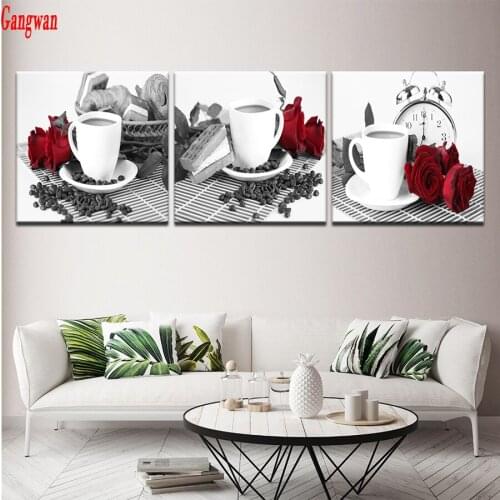 Coffee cup Diy Handmade Diamond Painting black white red art Picture 5D Full Diamond Mosaic Embroidery Painiting Cross Stitch