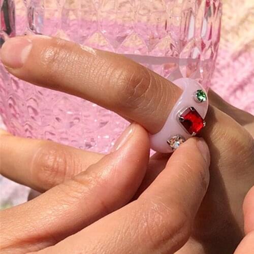 Colourful Resin Acrylic Rings Women Geometric Square Round Irregular Jewelry Fashion AccessoriesAM6016