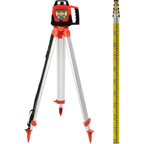 Laser Level Rotary Automatic Rotating Laser Level with Receiver Remote Control + Tripod + Staff Kit