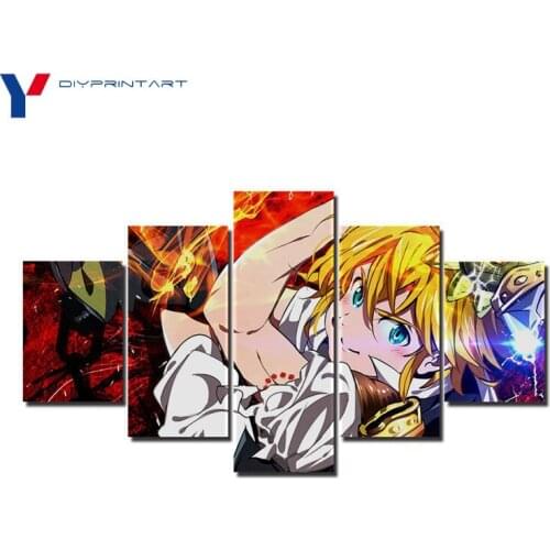 Meliodas The Seven Deadly Sins 5 Panels Canvas Wall Art Home Decoration Pictures for Living Room A0187