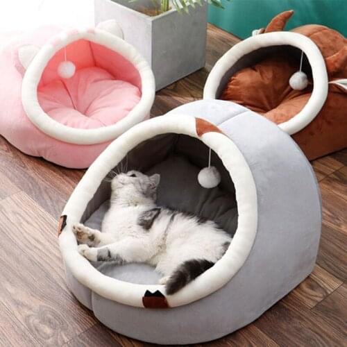 Cute Cat Bed House Warm Kitten Basket Cozy Dog Lounger Cushion Soft Small Dog Cushion Mat Cat Beds And Houses Cats Accessories