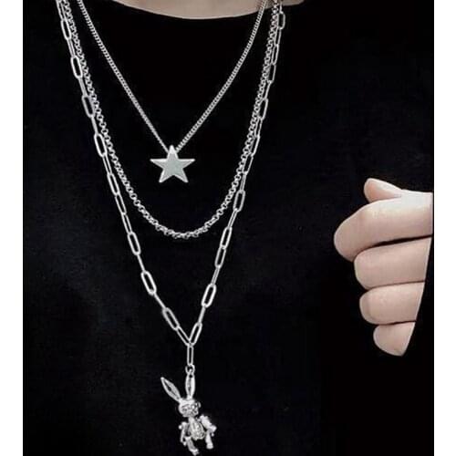 Newest Hot Fashion Multilayer Hip Hop Long Chain Necklace Women Men Gifts Key Cross Pendant Necklace Accessories Jewelry