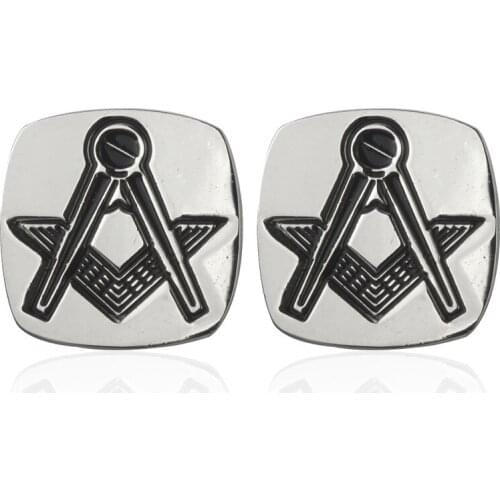 Mens shirts Cufflinks high-quality copper material Silvery Square Masonic Cufflinks 5 pairs of packaging for sale