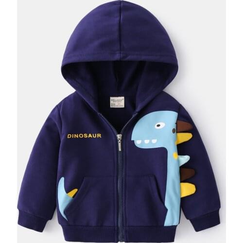 New 2021 Kids Autumn Clothes Boys Jackets Children Hooded Zipper Windbreaker Baby Boys Cartoon Dinosaur Coat Hoodies Sweatshirt