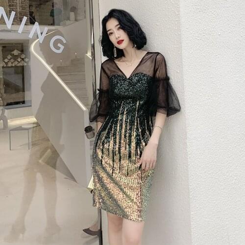 New Arrival Slim Tight Sequined Evening Dress Sexy V-Neck Backless Evening Gowns Long Party Dress вечернее платье