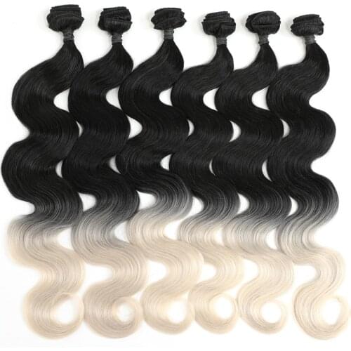 Ombre Hair Bundles Synthetic Hair Extensions Body Wave Bundles T613 6pcs 24 inch Hair Weaves All in one Pack 240 G