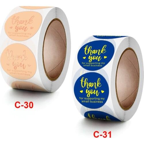 Gift decoration deep treasure blue gilded rose gold thank you sticker