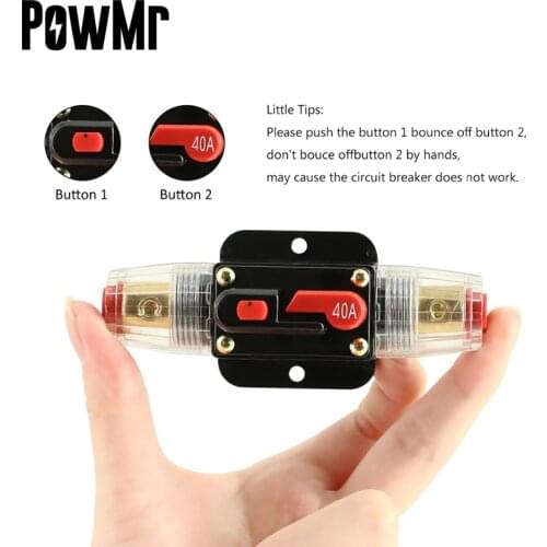 PowMr 12V 24V DC Circuit Breaker 20A 30A 40A 50A 60A 80A 100A Home Solar System Waterproof Mini Circuit Breaker Fuse Inverter