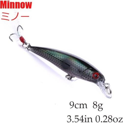Minnow Bait 9Cm 8G 3D Eyes Wobbler Slow Floating Longbill Crankbait Pike Plastic Bait Fishing Tackle Artificial Para Pesca