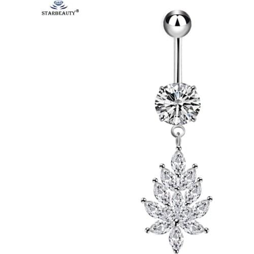 Luxury White Bijoux Belly Piercing Nombril Rose Gold Belly Ring Navel Piercing Ombligo Belly Dance Earring Dangle Body Jewelry