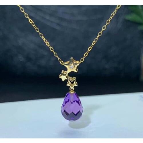 Shilovem 18k yellow piezoelectric amethyst Pendants fine Jewelry women trendy no necklace classic Christmas gifts mymz0811932z