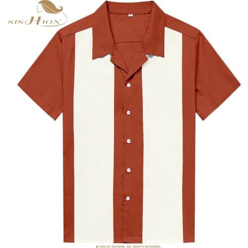 SISHION Summer Vintage Casual Turn-Down Collar Patchwoak Men Shirt QY0408 Punk Style Short Sleeve Plus Size 3XL Cotton Shirts
