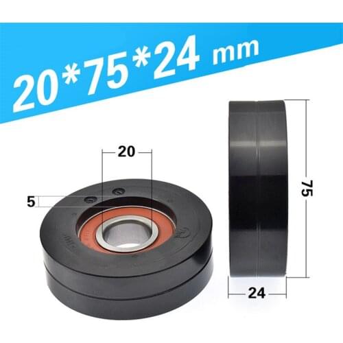 [TPU2075-24] high loading 2PCS/LOT Low noise 6204RS 6204 TPU rubber Assembly line guide sliding guide wheel 20*75*24mm