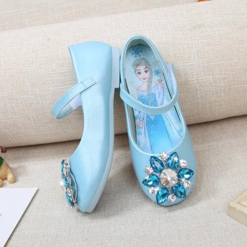Disney Girls Crystal Shoes Frozen 2 Elsa Princess Shoes Children Single casual Shoes Spring and Autumn New Baby Shoes 24-35