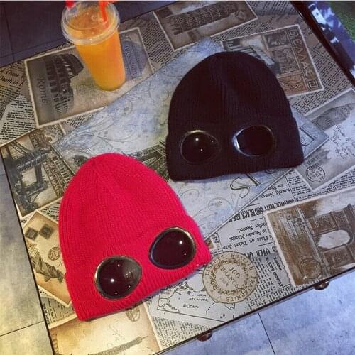 Women Winter Knitted Woolen Hat With Glasses Beanies Skull Outdoor Keep Warm Cap winter hats for women