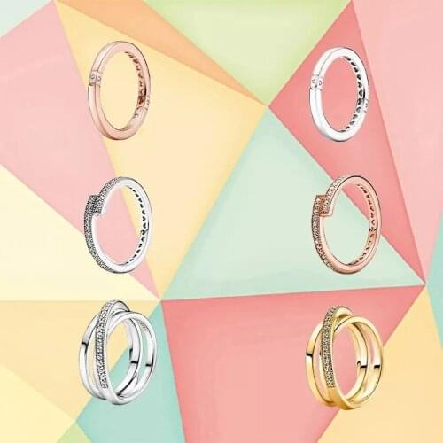 Early Autumn Series Anel 925 Sterling Silver Signature Ring Micro-mark Heart-shaped Rings For Women Anillos Girl Jewelry