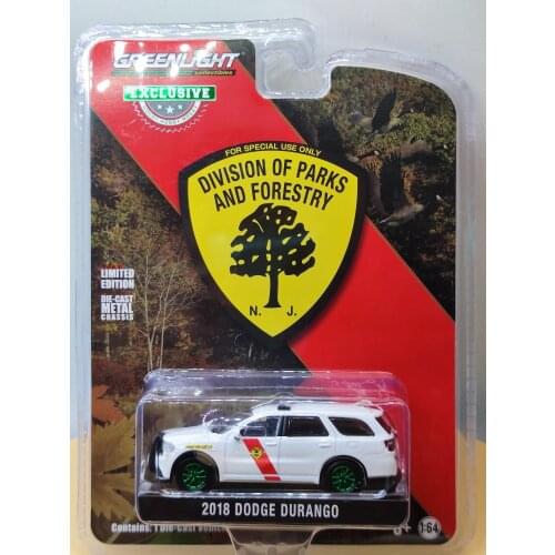 1:64 GreenLight 2018 Dodge Durango New Jersey Forest Fire Department Green Edition Collection die-cast alloy car model toys