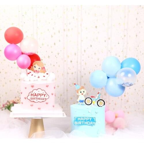 1set Balloon Happy Biryhday Girl Boy Cake Topper Set Birthday Party Decoration Cake Toppers Baby Shower Wedding Decor Supplies