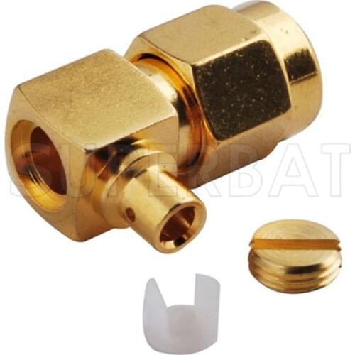 Superbat 10pcs RP-SMA Connector Solder Plug(female pin) Right Angle for Semi-rigid Cable.086'',RG405