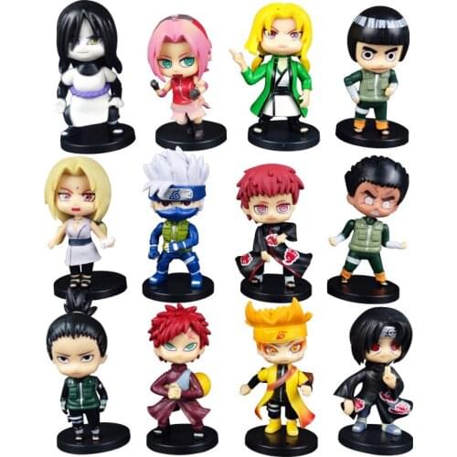 12Pcs/Set Anime NARUTO Sakura Itachi Gaara Shikamaru Action Figure Toys Uzumaki Naruto Kakashi Model Cartoon Doll Kids Gifts