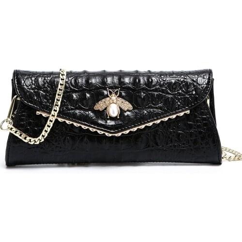 2021 New Design Fashion Crocodile Pattern Day Clutches Elegant Small Square Evening Bag For Woman