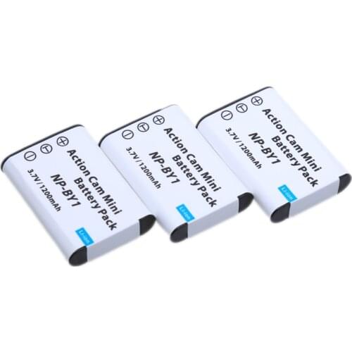 3pcs/lot 3.7v 1200mAh NP BY1 NPBY1 NP-BY1 Li-Ion Rechargeable Battery Pack for Sony Action Cam Mini HDR-AZ1 mini Digital Cameras
