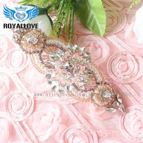 30pcs) Wedding Belt Crystals Rose Gold Claw Motif Appliques Tear Drop Rhinestones Bridal Decoration Crystal Patches Sew On Trim