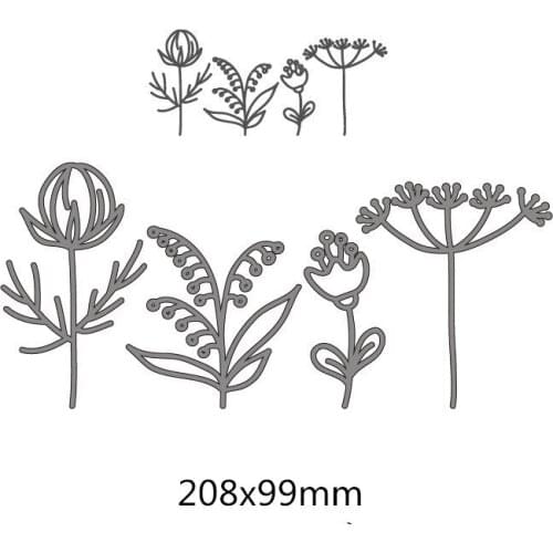 4 pcs Flowers Metal Cutting Dies for DIY Scrapbooking Photo Album Embossing Paper Craft Creative Stencil Stamps 20.8*9.9cm