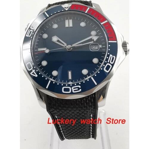 41mm no logo blue dial Luminous saphire glass;blue and red Ceramic Bezel Automatic movement mens watch-BA110