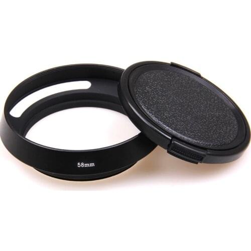 58mm Lens Hood Universal Metal Tilted Vented Lens Hood Shade + Lens cap For Leica M Contax Fujifilm Canon Nikon Sony