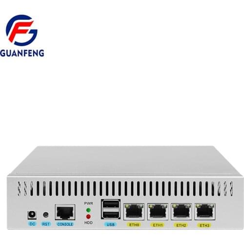 White Mini PC 4 LAN Single Serial Port D2500 Fanless Soft VPN Firewall Router Low Consumption Rugged Industrial Computer