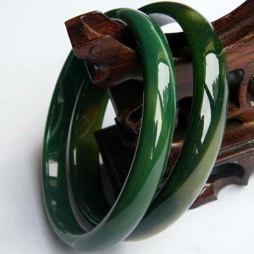 Big Size Beautiful Wholesale two Green jade agate bangle 64mm bracelet