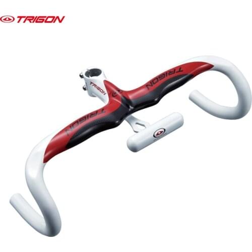TRIGON RB117 one piece integrated full carbon fiber road racing bike bicycle handlebar carbon bent handlebar road bar white