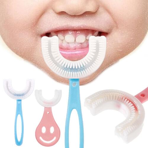 New ChildrenS Infant Toothbrush U Silicon Toothbrush Mouth-Cleaning Manual Cartoon Pattern Hand-Held Version 2-12T