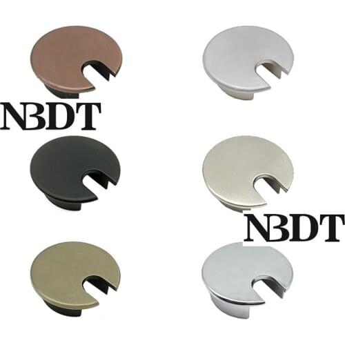 4Pcs Zinc Alloy Cutout Dia. 35mm PC Desk Desktop Table Top Grommet Cable Thru Tidy Hole Cover Brushed Bronze Matte Black Chrome