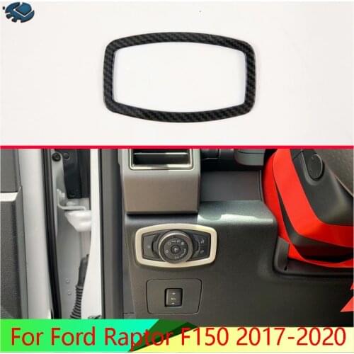 For Ford Raptor F150 2017-2020 Car Accessories Carbon Fiber Style Head Light Switch Button Control Panel Cover Trim Bezel