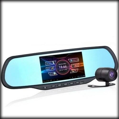 By dhl or ems 5 pieces 5.0"Touch Car DVR 1GB RAM 8GB ROM WiFi FM GPS Navigation Bluetooth Car Kits Car Mirror Android Camera
