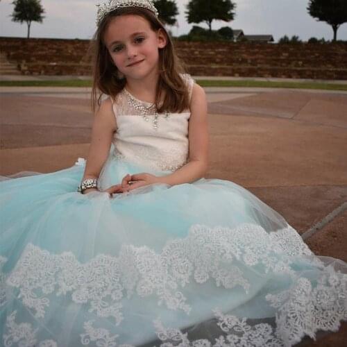 Elegant Flower Girl Dress for Wedding Kids Princess Gown Lolita First Communion Ball Gowns Dresses with Veil 2-14 Years Old