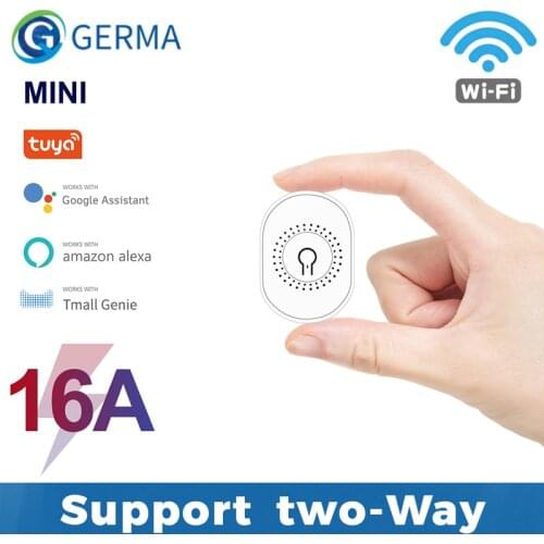 GERMA Tuya WiFi Smart Switch Light 16A Mini 2 Way Module DIY On Off Can Timing Control Wireless Breaker For Google Home Alexa