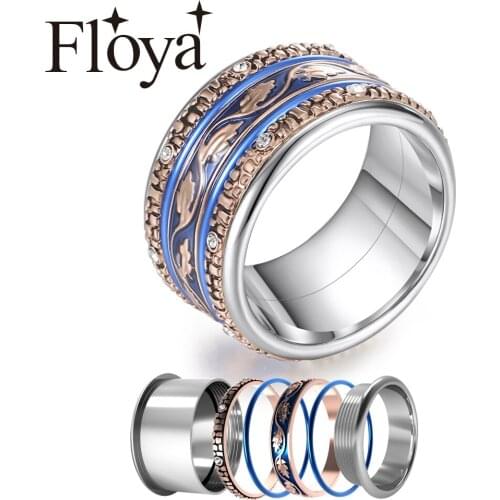 Floya Alliance Rings Women Wedding Band Interchangeable Original Vintage Arctic Symphony Ring Stainless Steel Ring Anillos Mujer