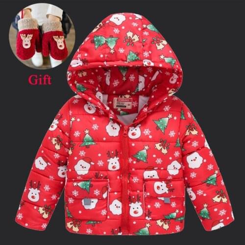 Autumn Winter Hoodied Jacket for Girls boys warm Jacket Girls Christmas Coat Baby Girls Jacket Kids Christmas Outerwear Infant