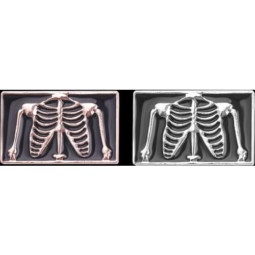 Punk Gothic Skull Rib Brooch Metal Badge Mens Jacket Jeans Enamel Pin Lapel Jewelry For Friends Holiday Party Creative Gifts